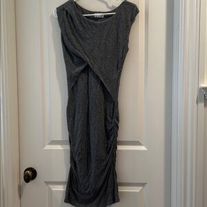 Anthropologie Velvet by Graham & Spencer gray Ruched Tee T-Shirt Dress Size S